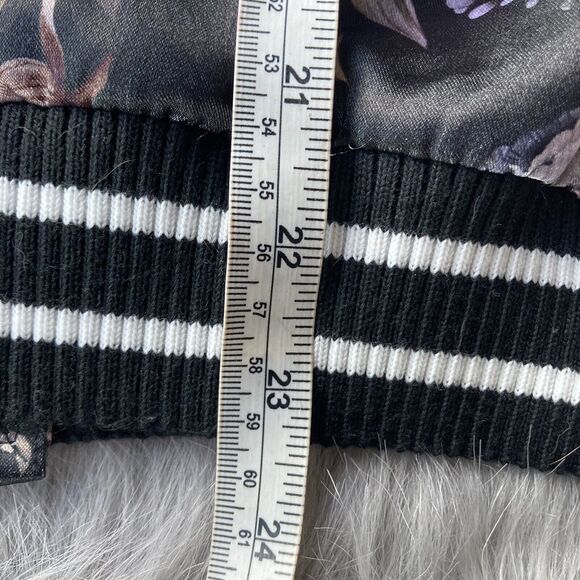 Harlowe & Graham Jacket Sz M Black Tapestry Floral Bomber Coat Zip Up Silky Fun - Picture 9 of 10